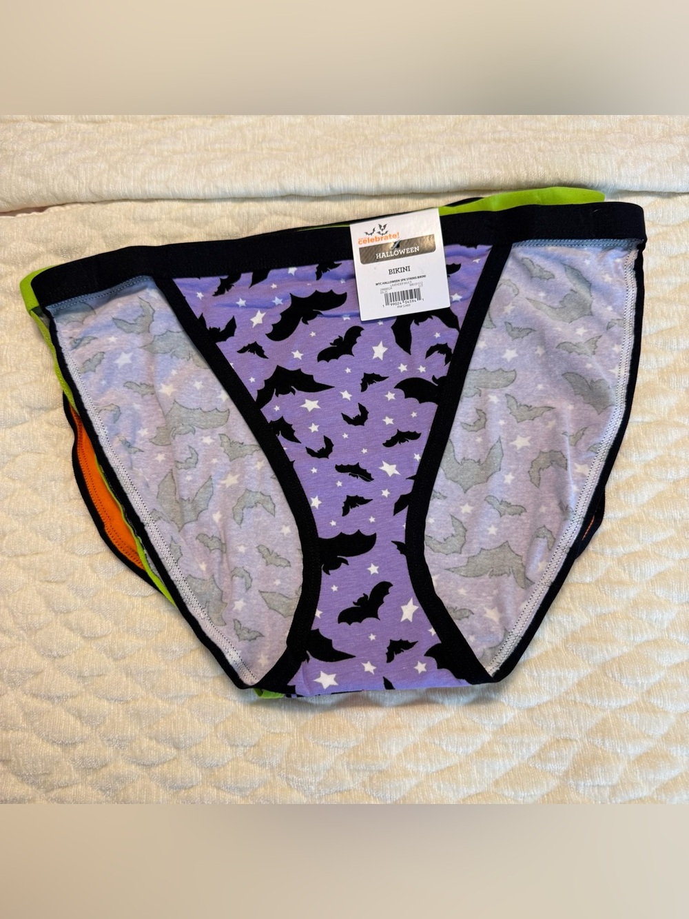New 3 Pairs Halloween String Bikini Underwear Size Medium Bats Boo